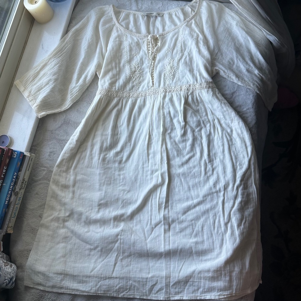 Prairie Cottage Core White Dress Cotton Renaissance Maiden